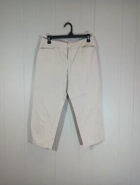 In The Now 97% Cotton Men's Light Cream Flat-Front Chino Pants